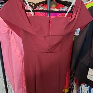 NWT Jarlo Elegant Off-Shoulder Burgundy Dress